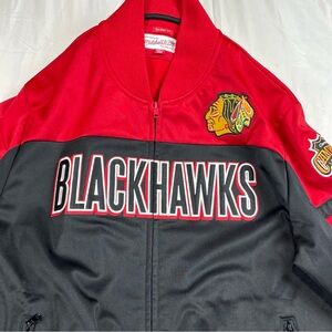 Mitchell and Ness Chicago Blackhawks Campbell Conference Red Black Track Jacket